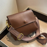 Women Messenger Crossbody Bag Soft PU Handbag Large Capacity Wide Shoulder Strap