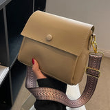 Women Messenger Crossbody Bag Soft PU Handbag Large Capacity Wide Shoulder Strap