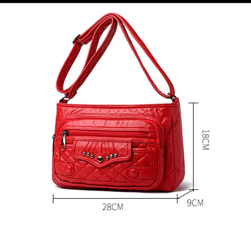 Women Vintage Tote Handbag Soft PU Leather Messenger Shoulder Bag
