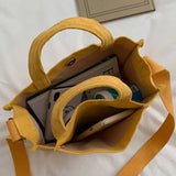Small Corduroy Bag Ladies Totes Bag Girls Handbags with Pocket
