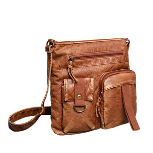 Women's Soft PU Leather Shoulder Bag with Adjustable Strap and Pockets