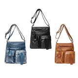 Women's Soft PU Leather Shoulder Bag with Adjustable Strap and Pockets