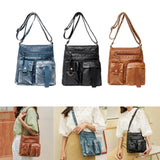 Women's Soft PU Leather Shoulder Bag with Adjustable Strap and Pockets