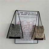 Leopard Stitched Single Shoulder Bag Small Square Bag
