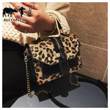 Leopard Print Small Square Bag Chain One-Shoulder Messenger Bag