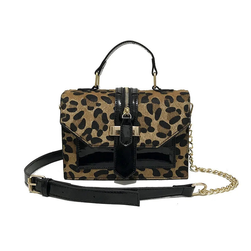 Leopard Print Small Square Bag Chain One-Shoulder Messenger Bag