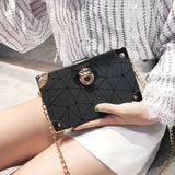 Chain Geometric Pattern Small Square Bag Messenger Shoulder Bag