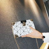Chain Geometric Pattern Small Square Bag Messenger Shoulder Bag