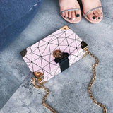 Chain Geometric Pattern Small Square Bag Messenger Shoulder Bag