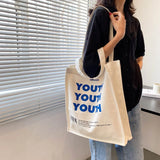 Canvas Shoulder Handbag Women Autumn Winter Letter Printed Ins Bag