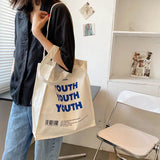 Canvas Shoulder Handbag Women Autumn Winter Letter Printed Ins Bag