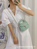 Hand Woven Chain Lock Cloth Bar Crochet Bag Women's Shoulder Bag