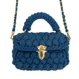 Hand Woven Chain Lock Cloth Bar Crochet Bag Women's Shoulder Bag