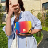 Rainbow Texture Chain Shoulder Bag for Women