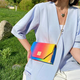 Rainbow Texture Chain Shoulder Bag for Women