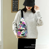Women's Nylon Chest Bag Monocline Shoulder Backpack