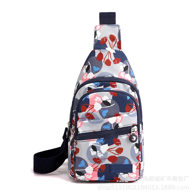 Women's Nylon Chest Bag Monocline Shoulder Backpack