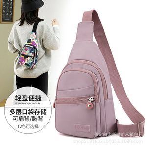 Women's Nylon Chest Bag Monocline Shoulder Backpack
