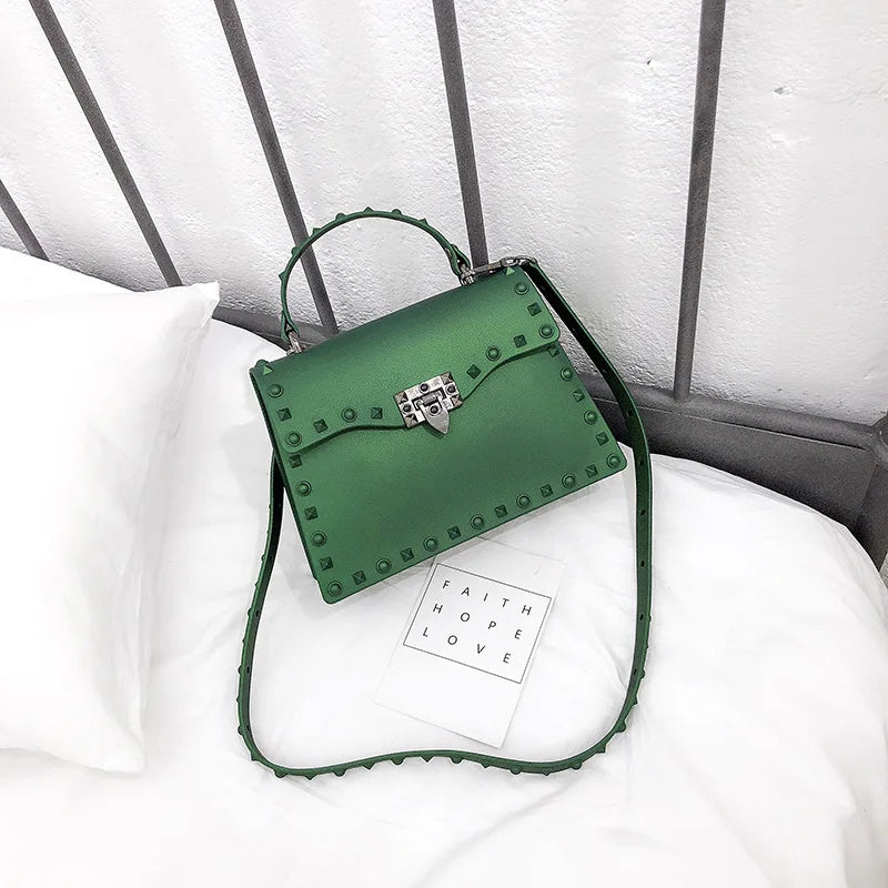 Matte Jelly Rivet Nail Messenger Bag for Women