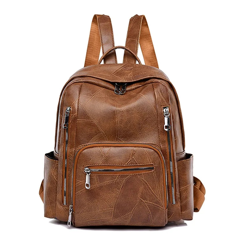 Leather Backpack High Female Shoulder Bag Casual Backpack Purse