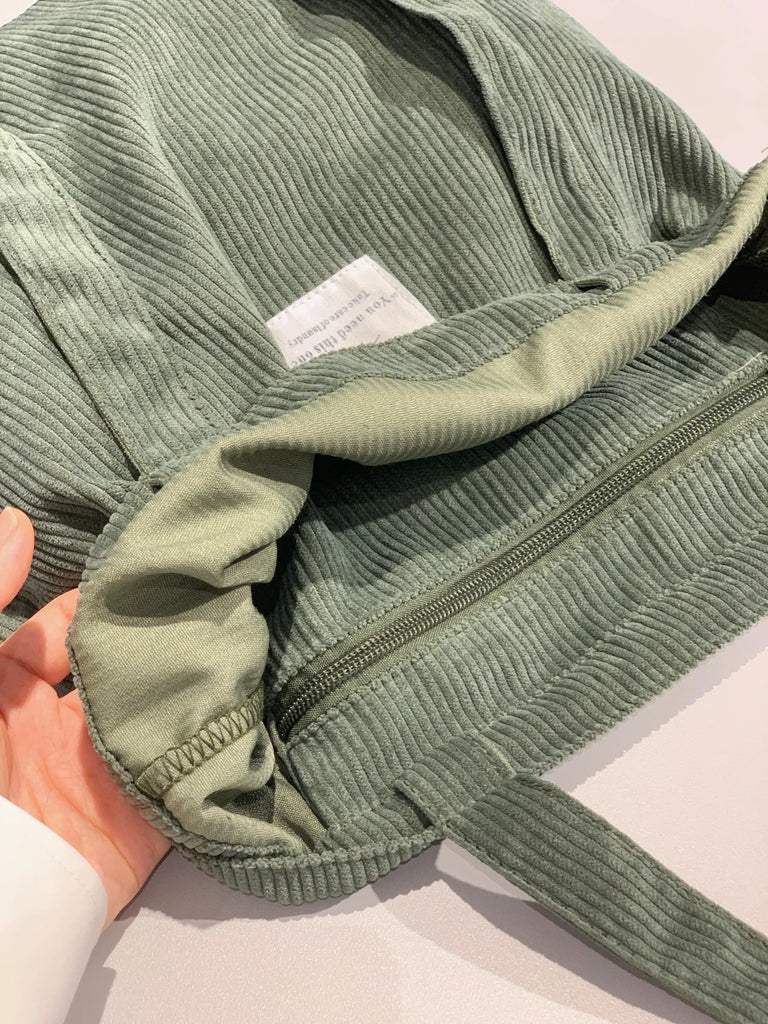 Corduroy Large Tote Shopping School Work Handbag