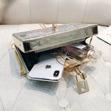 PU Leather Box Bag Chain Shoulder Graffiti Messenger Bag