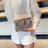 PU Leather Box Bag Chain Shoulder Graffiti Messenger Bag