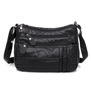 PU Leather Handbags Washed Leather Shoulder Bag Lightweight Small Square Bag