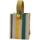 Striped Shoulder Bag Canvas Women Square Tote Beach Handbag