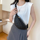 Plaid Shoulder Bag Lady Fanny Waist Crossbody Leather Hip Women Purse Pack Bag