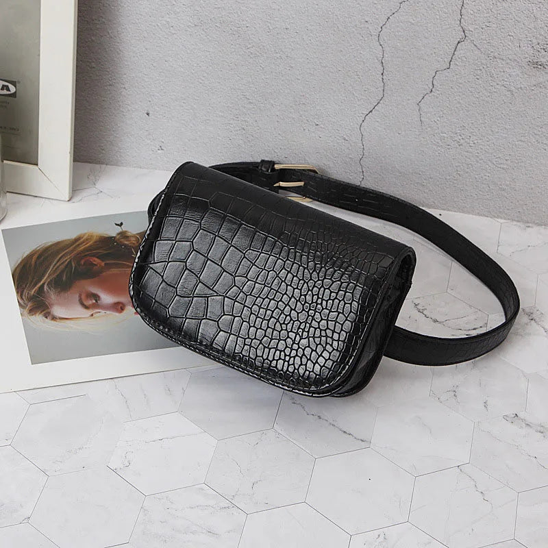 Animal Print Women Purse Crocodile Pattern Waist Belt Female Purse T30