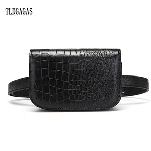 Animal Print Women Purse Crocodile Pattern Waist Belt Female Purse T30