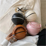 PU Leather Basketball Handbags Women Chain Shoulder Crossbody Bag