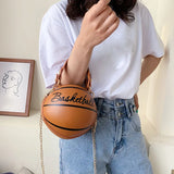 PU Leather Basketball Handbags Women Chain Shoulder Crossbody Bag