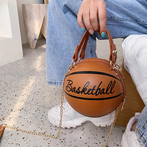 PU Leather Basketball Handbags Women Chain Shoulder Crossbody Bag