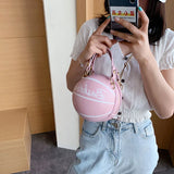 PU Leather Basketball Handbags Women Chain Shoulder Crossbody Bag