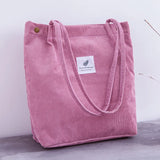 Corduroy Shoulder Bag Multi-functional Pocket Reusable Handbag