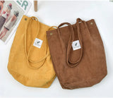 Corduroy Shoulder Bag Multi-functional Pocket Reusable Handbag
