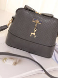 PU Leather Women Bag Quilted Shell Bag Deer Pendant