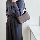 Women's PU Leather Zipper Underarm Bag Casual Handbag