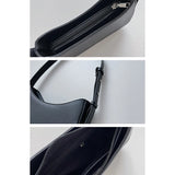 Women's PU Leather Zipper Underarm Bag Casual Handbag