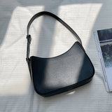 Women's PU Leather Zipper Underarm Bag Casual Handbag