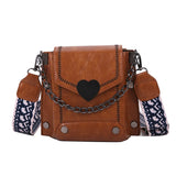 Heart-shaped Lock Shoulder Bag Retro Style