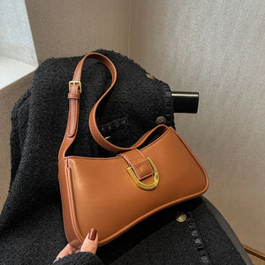 Women's PU Leather Underarm Bag Retro Travel Shoulder Bag