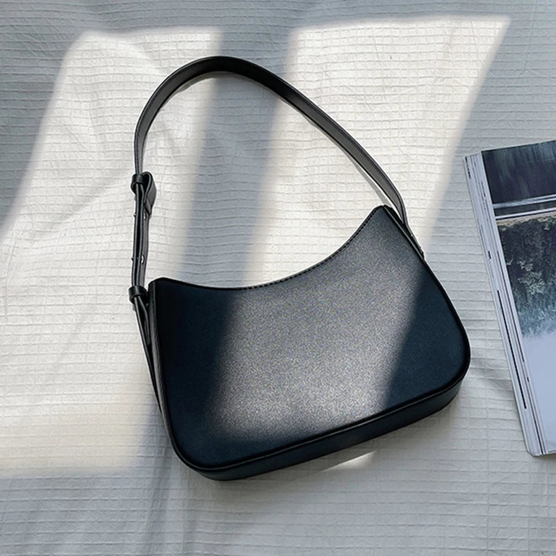 Women's Pu Leather Zipper Underarm Bag Handbag