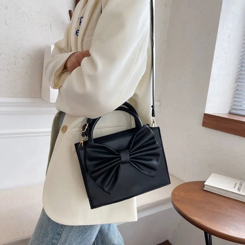 Bowknot Handbags Shoulder Bag Female Leather Lovely Girls Purse