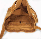 Corduroy Shoulder Bag Reusable Shopping Tote Large Capacity Handbag