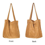 Corduroy Shoulder Bag Reusable Shopping Tote Large Capacity Handbag