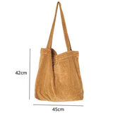 Corduroy Shoulder Bag Reusable Shopping Tote Large Capacity Handbag