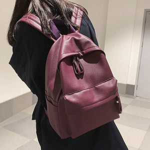 Women Backpack PU Leather Shoulder Bags Teenage Girl School Female Bag